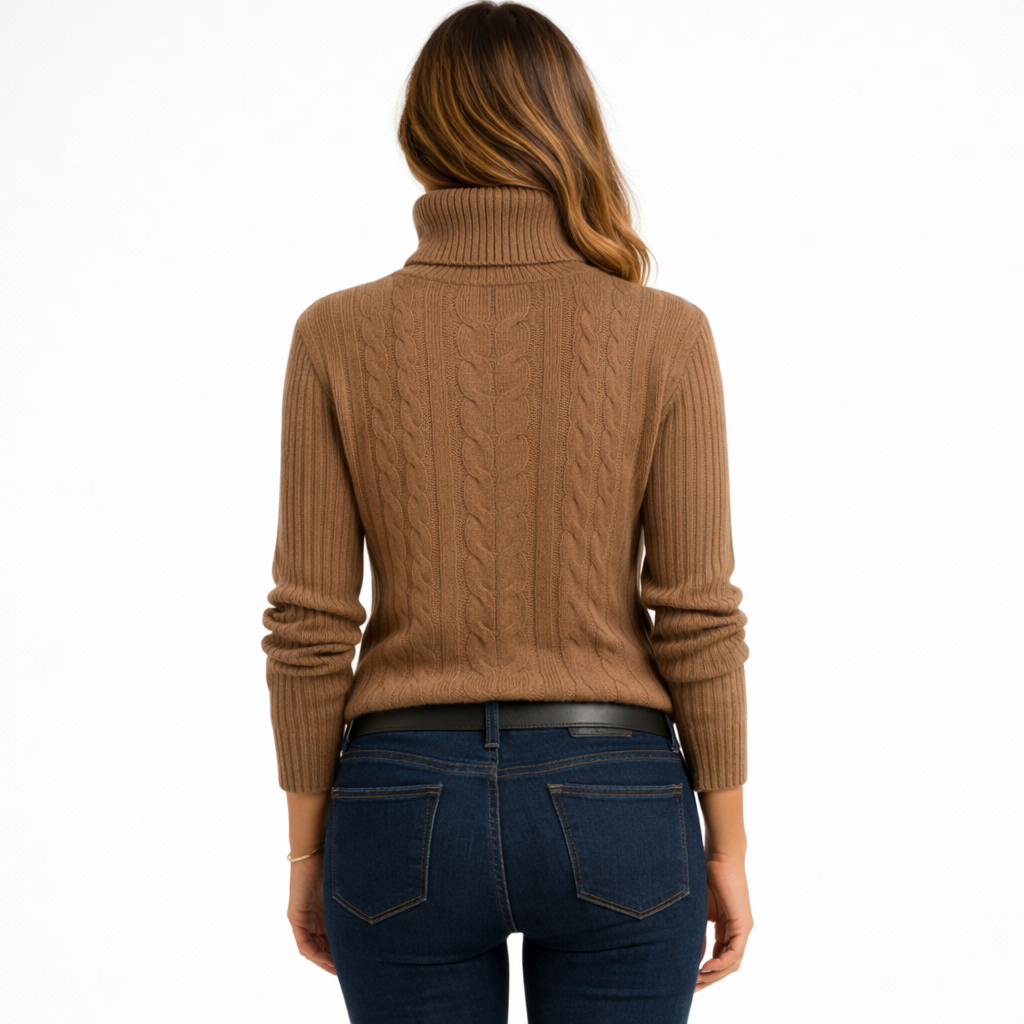 Maglione da Donna a Collo Alto Marrone