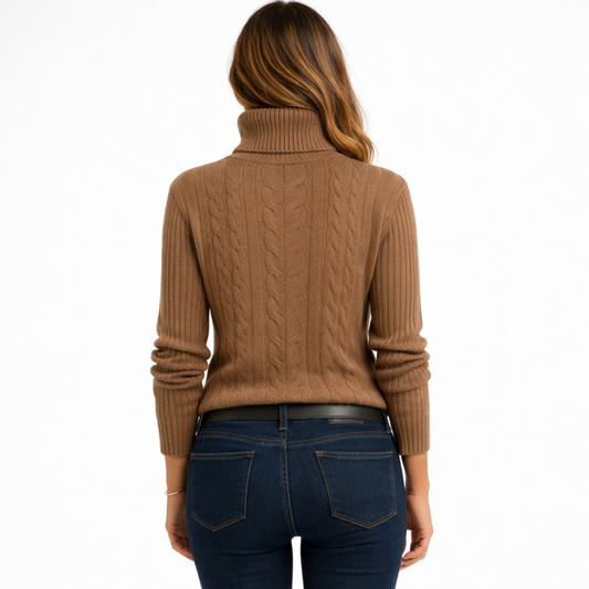 Maglione da Donna a Collo Alto Marrone