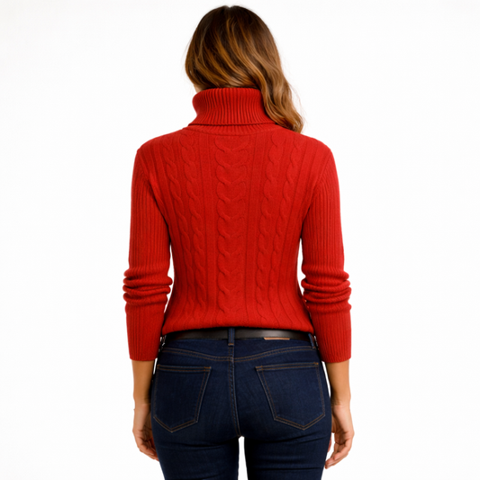 Maglione da Donna a Collo Alto Rosso