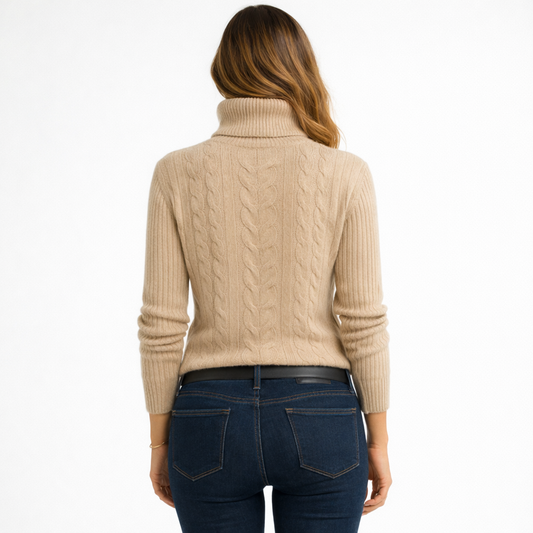 Maglione da Donna a Collo Alto Beige