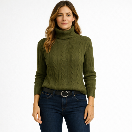 Maglione da Donna a Collo Alto Verde