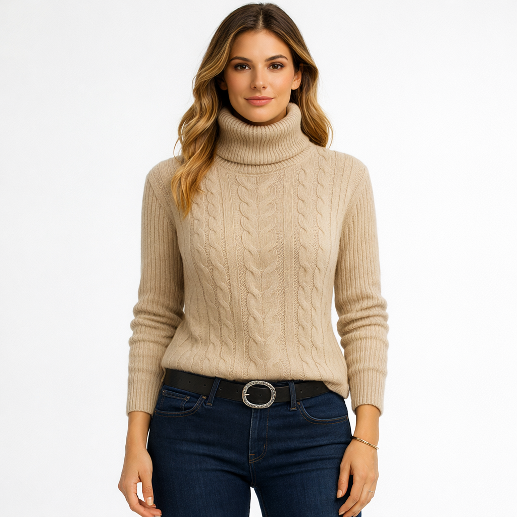 Maglione da Donna a Collo Alto Beige