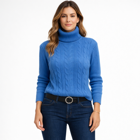 Maglione da Donna a Collo Alto Blu