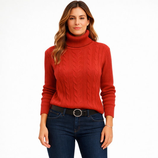 Maglione da Donna a Collo Alto Rosso